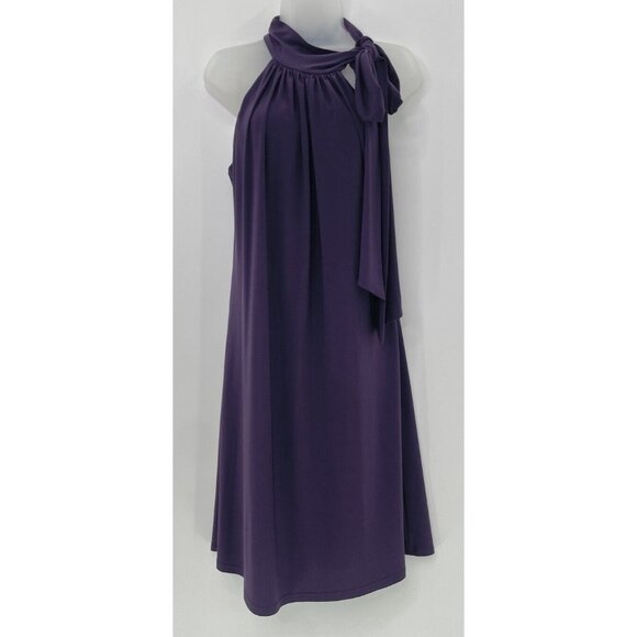 Eliza J‎ Purple Tie Neck Sleeveless Cocktail Dress See Measurements Event - Picture 1 of 10